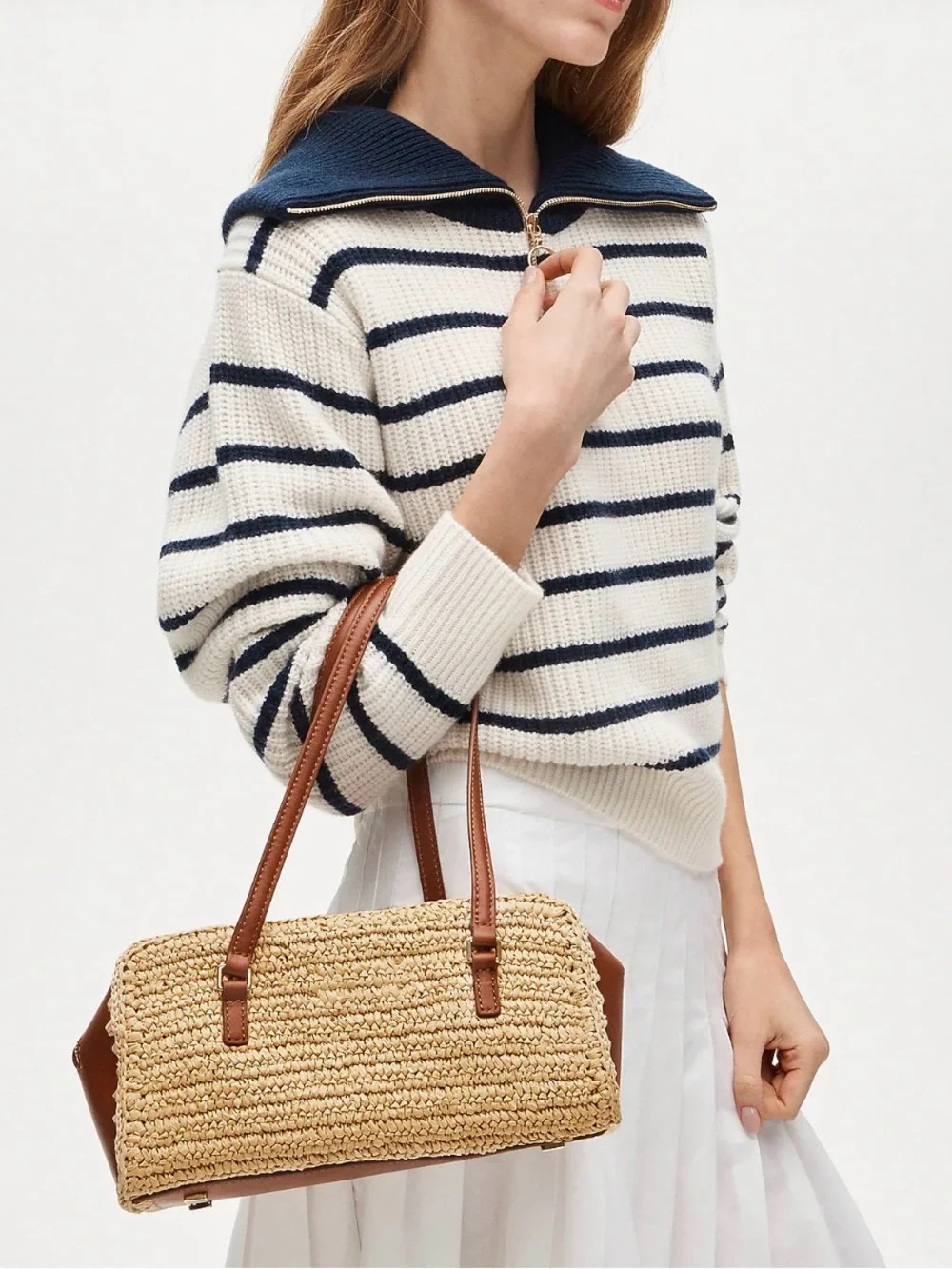 NWT J Crew Delphine Hand Knotted Shoulder Bag in Straw